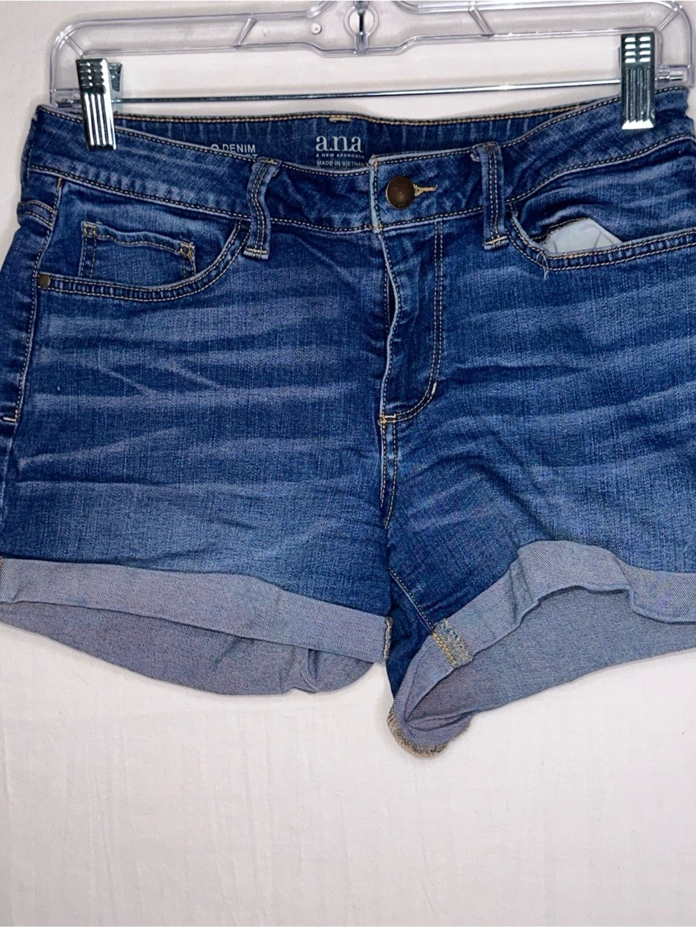 a.n.a Medium Blue Rolled Cuff Denim Shorts
